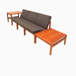 Poltrone modulari in teak con tavolini di Ole Gjerløv Knudsen & Torben Lind per France & Søn, anni '60, set di 5