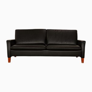 Schwarzes 3-Sitzer Ledersofa von Hülsta