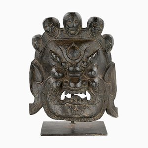 Maschera scolpita in legno raffigurante Mahakala Bhairava