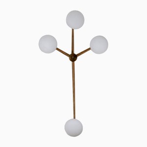 Wall Lamp in Brass and Opaline by Angelo Lelli