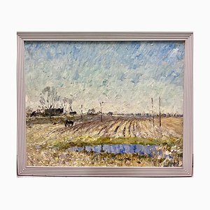 Georgij Moroz, paisaje de campo, pintura al óleo, 2007