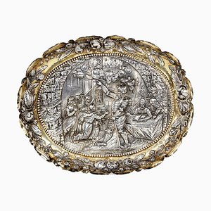 Silver Decorative Dish with Scene of a Knights Court, 19th Century