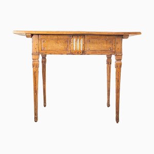 Antique Continental Geometric Oak Side Table