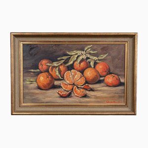 Claude Rayol, Nature Morte aux Oranges, Huile sur Panneau