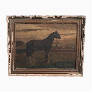 Horse, 19th Century, Oil on Panel, Framed