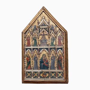 Escena bíblica neogótica del panel de madera