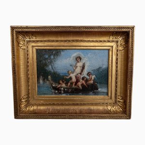 Paul Baudry, Scena con angeli, XIX secolo, Olio su tavola, con cornice