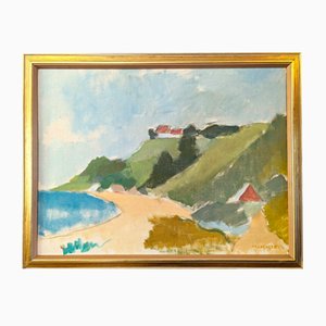 Coastal Hill, 1950s, Oil on Canvas, Framed
