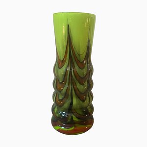 Space Age Vase aus Opalglas in Grün, Braun & Schwarz, Carlo Moretti zugeschrieben, 1970er