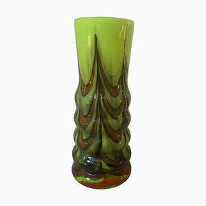 Vase Space Age en Opaline Vert, Marron et Noir attribué à Carlo Moretti, 1970s