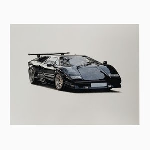 Michal Wojtysiak, Lamborghini Countach, Acrilico su carta, 2023