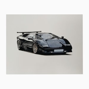 Michal Wojtysiak, Lamborghini Countach, Acryl auf Papier, 2023