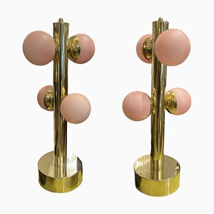 Pink Murano Glass Table Lamps, 1960s, Set of 2