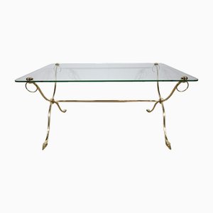 Coffee Table in Glass and Brass from Maison Jansen, 1950
