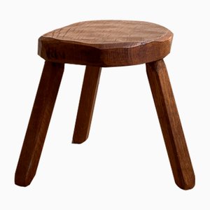 Vintage Wooden Stool, France, 1940s