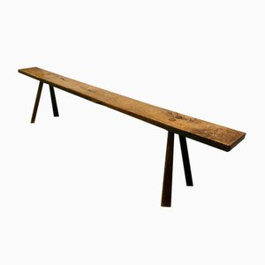 Vintage Rustic Oak Long Bench