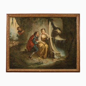 Artista francés, escena galante, 1780, óleo sobre lienzo
