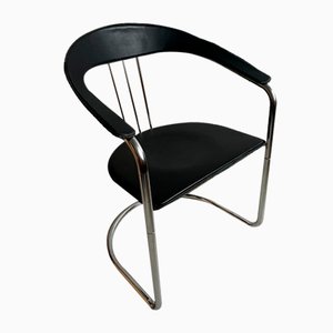 Chaises Canastra en Chrome et Cuir Noir, Italie, 1970s, Set de 2