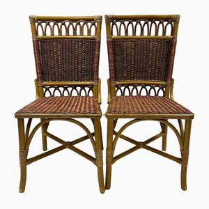 French Grange Wicker Dining Chairs, Set of 2