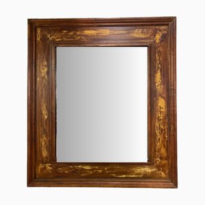 Specchio consumato con cornice marrone-oro, anni '80