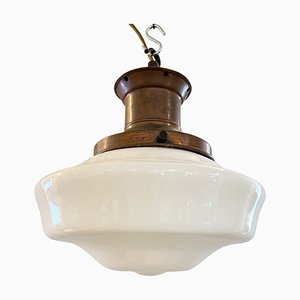 Lampada a sospensione in vetro opalino, Regno Unito, anni '40