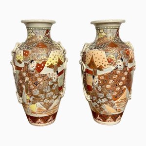 Grands Vases Satsuma Antiques, 1910, Set de 2