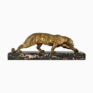Demetre H. Chiparus, Art Deco Skulptur eines Panthers, 1930, Bronze & Marmor