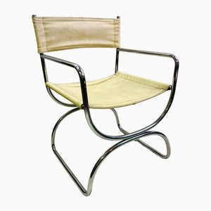 Mid-Century Esszimmerstühle aus Chrom & Creme, 1970er