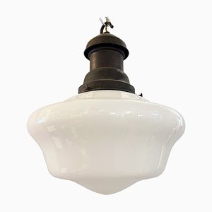 English Opaline Pendant Light, 1940s