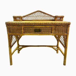 Vintage Schreibtisch aus Korbgeflecht & Rattan