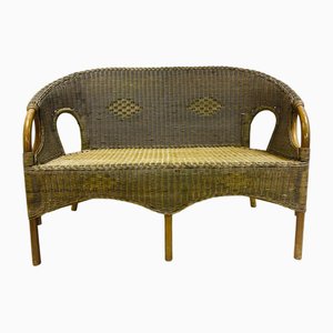 Vintage French Wicker 2-Seater Sofa, 1970s