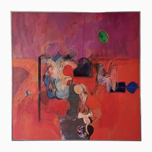 Große moderne expressionistische Komposition, 1960er, Öl auf Leinwand