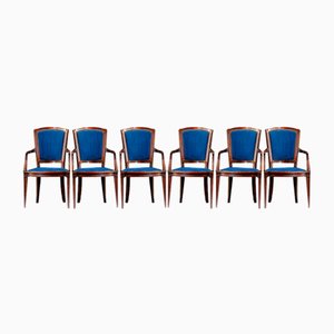 Dining Chairs in Blue Velvet, 1961, Set of 2