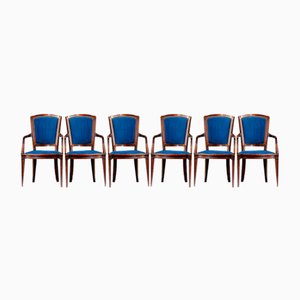 Juego de dos sillas de comedor de terciopelo azul, 1961