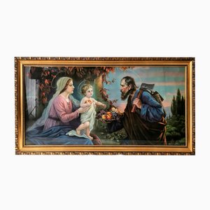 María, José y Jesús, años 50, impresión, enmarcado