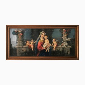 Mary with Jesus & Angels, 1950s, Print, Framed