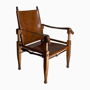 Leather Safari Armchair attributed to Wilhelm Kienzle for Wohnbedarf, 1950s