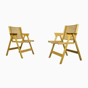 Vintage Foldable Dining Chairs by the Slovenian Architect Niko Kralj for Stol, 1950s, Set of 2