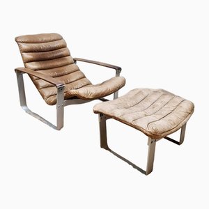 Vintage Lounge Chair & Footstool by Ilmari Lappalainen for Asko, 1960s, Set of 2