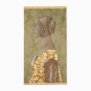 Artista francese, donna in stile rinascimentale, dipinto su tela