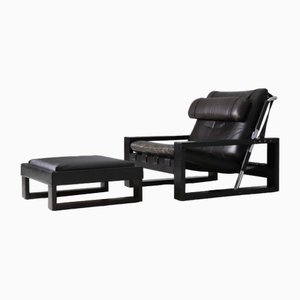 Brutalist Armchair with Ottoman by Sonja Wasseur, 1977, Set of 2