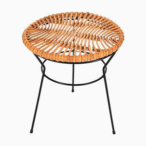 French Riviera Rattan, Wicker and Iron Coffee Table by Roberto Mango, Italy, 1960s