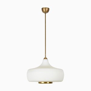 Italienische Deckenlampe aus Opalglas & Messing von Stilnovo, 1960er