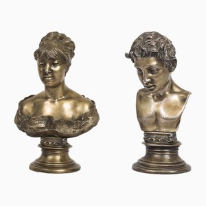 Sculptures Antiques en Argent par Gemito pour Galleria Di Chiurazzi, Naples, 20ème Siècle, Set de 2