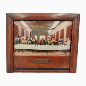 First Communion Souvenir Oil Print Depicting Last Supper, 1890s