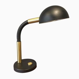 Deutsche Vintage Schreibtischlampe aus Messing & schwarzem Metall von Hillebrand Lighting