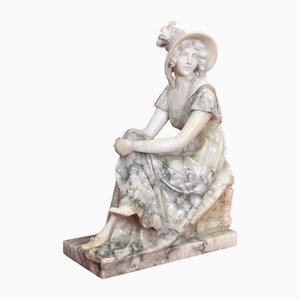 Guglielmo Pugi, Frauenskulptur, 1800er, Alabaster & Marmor