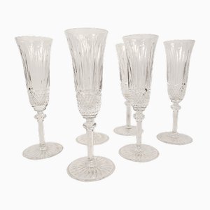 Champagne Flutes in Crystal Carved by Saint-Louis, Set of 6