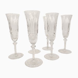 Flûtes à Champagne en Cristal Sculpté par Saint-Louis, Set de 6