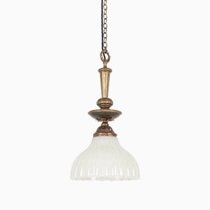 Decorative Brass Moonstone Pendant Light, 1920s